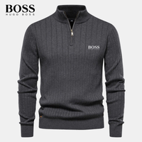 Pull Zippé en Maille pour Homme H&B (Déstockage) - Gris / XS